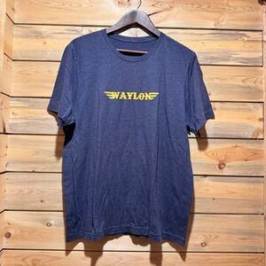 Waylon Jennings Flying W Logo T Shirt Blue Yellow Wings Men's See Description